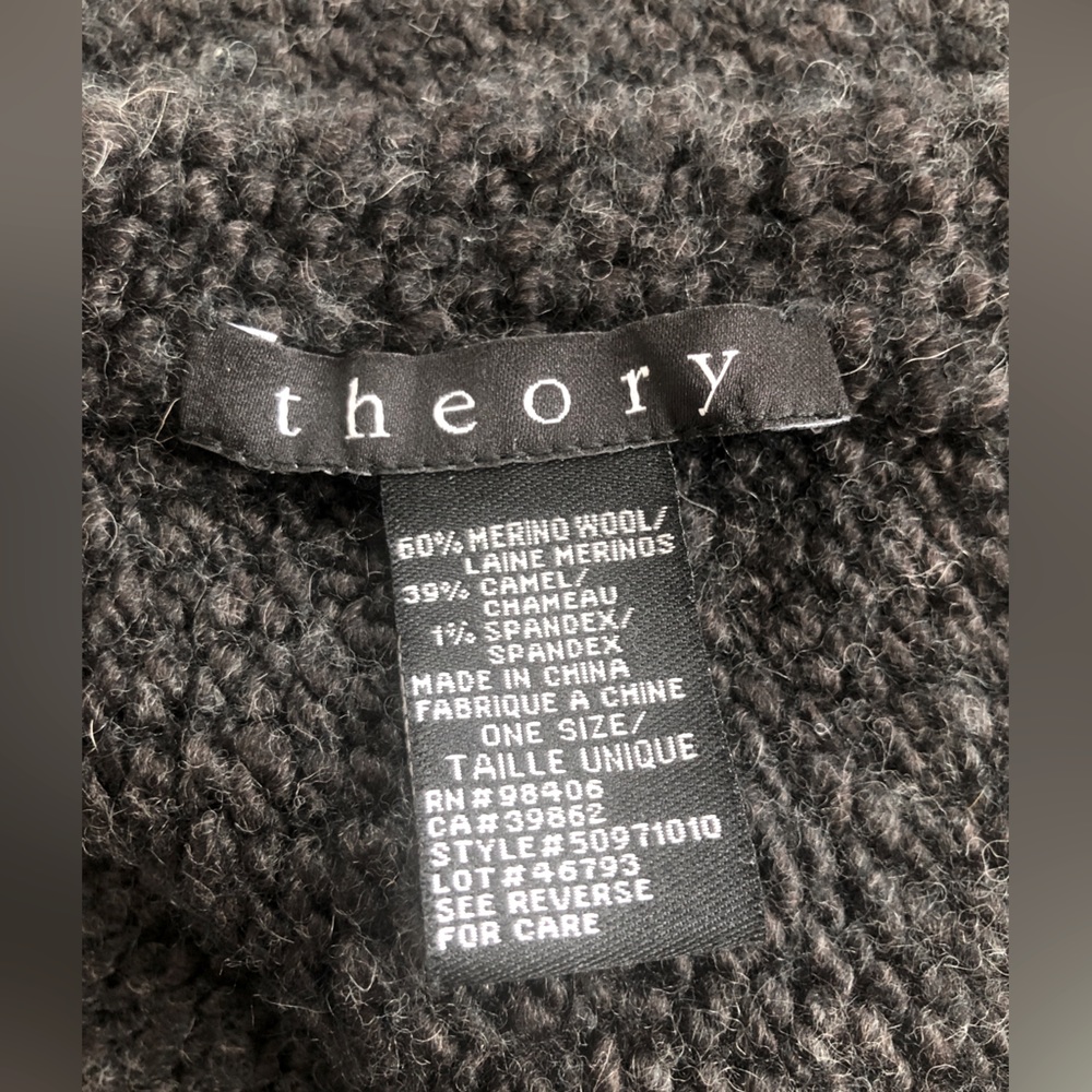 Theory Scarf Charcoal Gray Merino Wool. NWOT